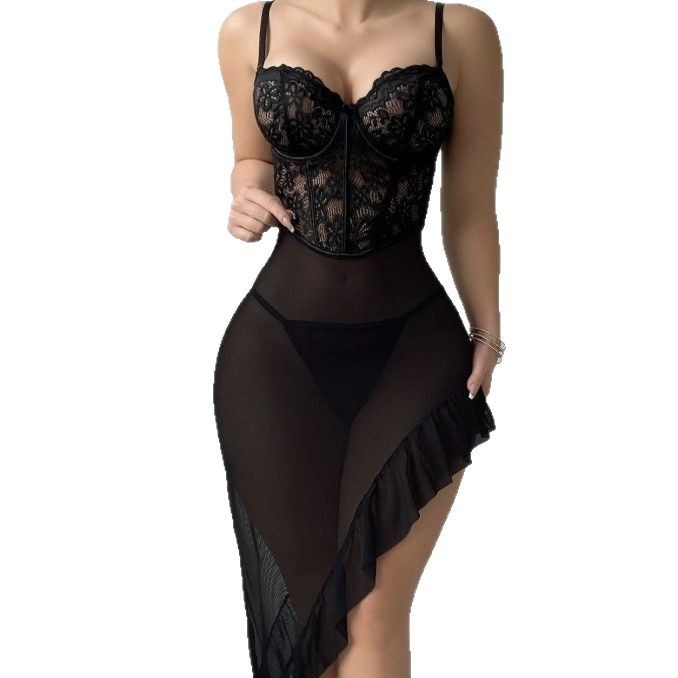 European And American Nightdress Women's Sexy V-neck Lace Suspenders