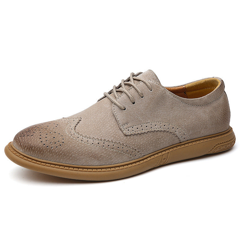 Business Formal Wear Genuine Leather Low Top Retro Lace Up Breathable Men's Shoes