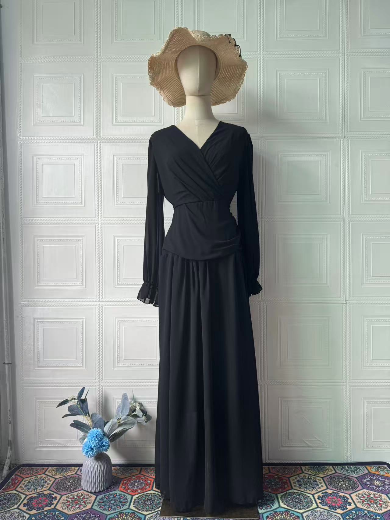 European And American Style Chiffon Black Dress Women's Design
