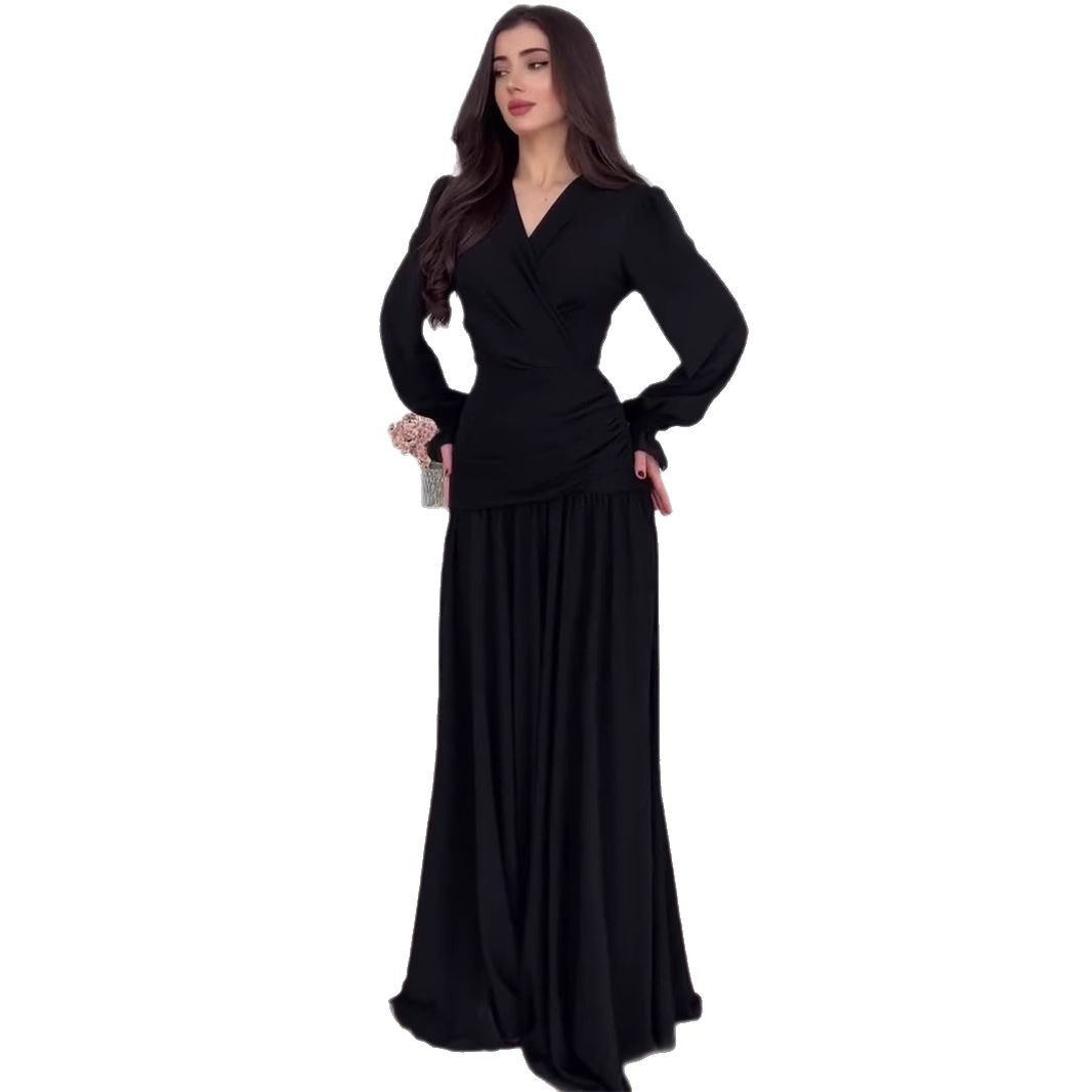 European And American Style Chiffon Black Dress Women's Design