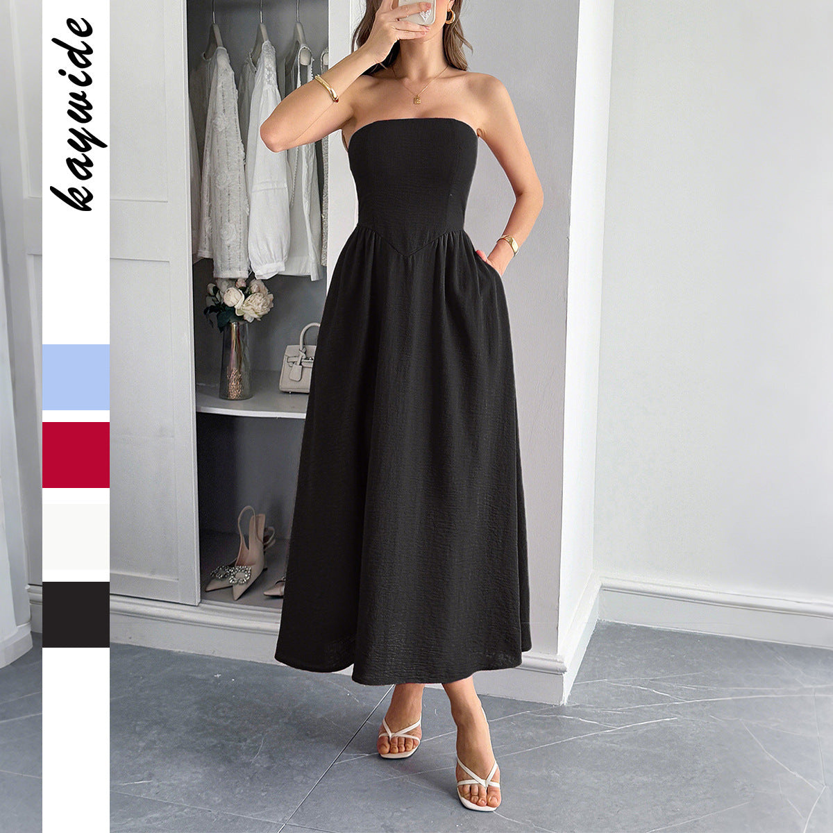 European And American Elegant Tube Top A- Line Dress Dress