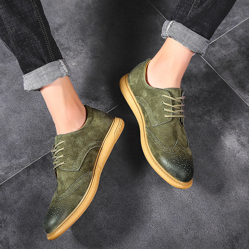 Business Formal Wear Genuine Leather Low Top Retro Lace Up Breathable Men's Shoes
