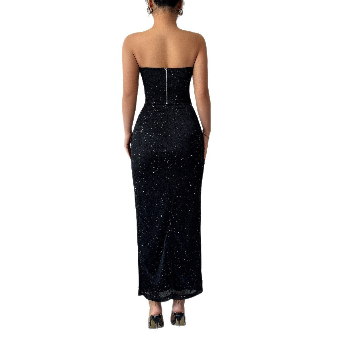 Elegant Style Tube Top Hip Skirt Suit