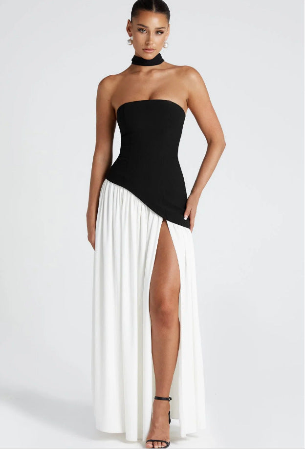 Irregular Tube Top Tied Dress Women