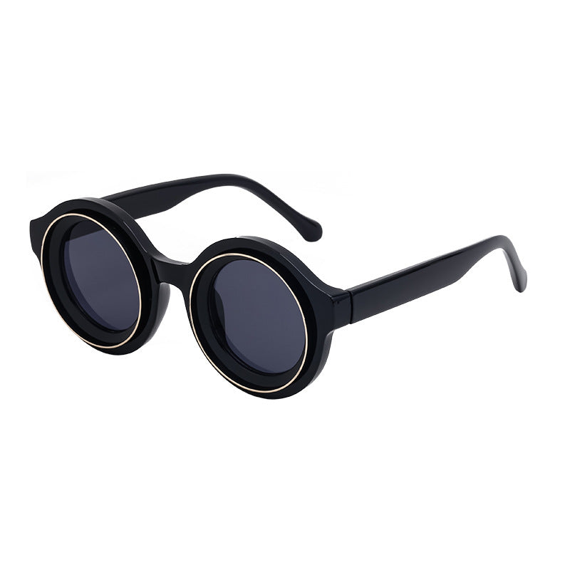 Plastic Fashion Round Frame Sunglasses Men's High-grade Sunglasses