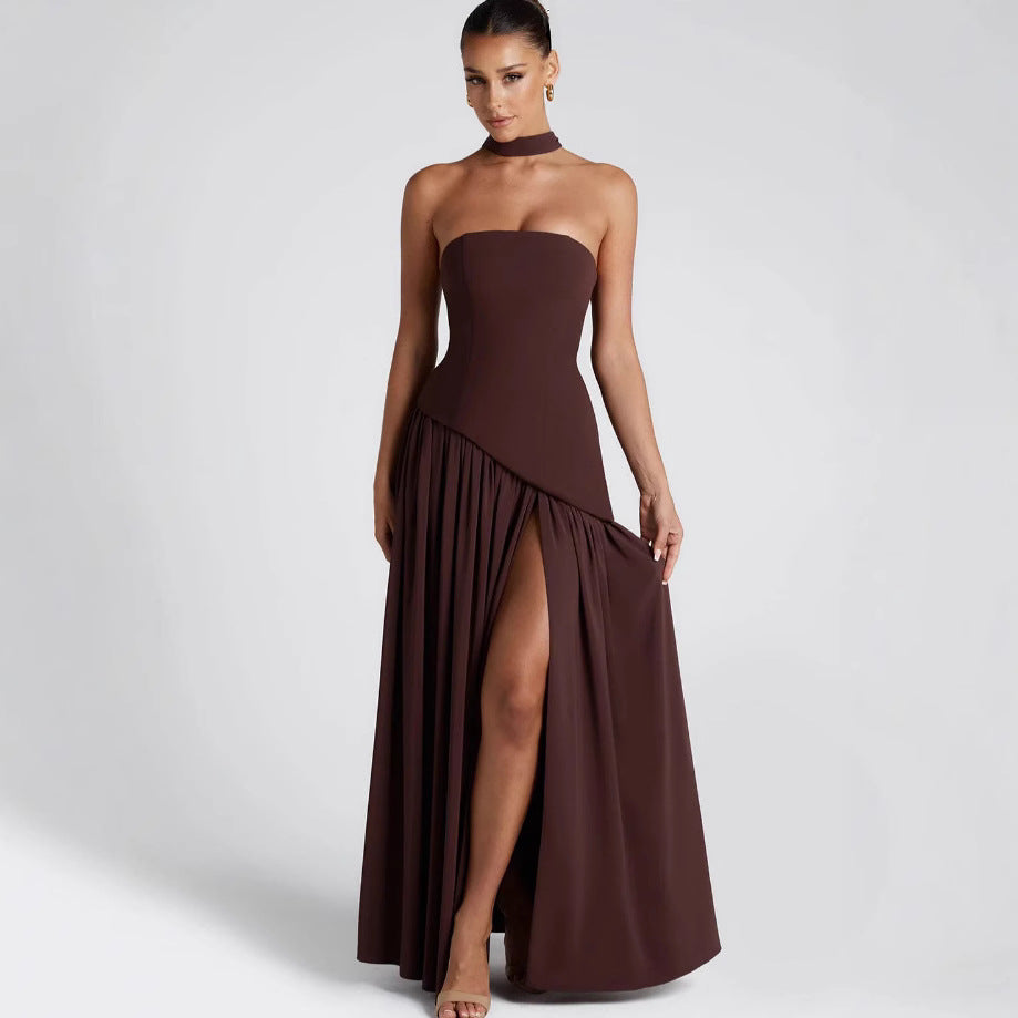Irregular Tube Top Tied Dress Women