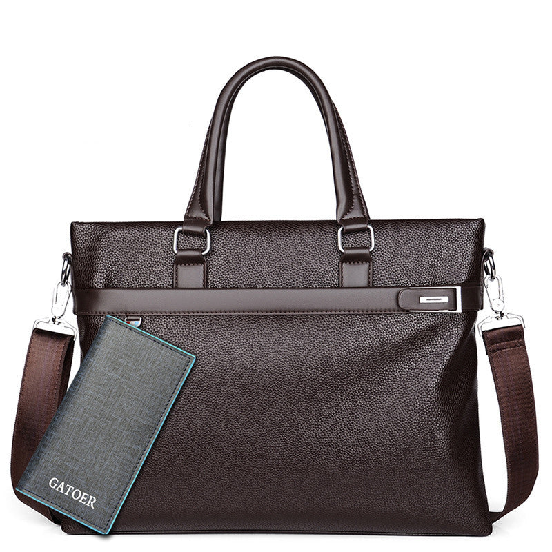 Large Capacity Business Handbag Men's Soft Leather Briefcase