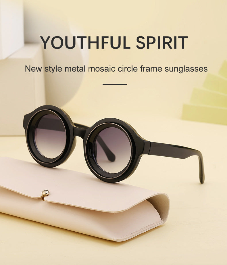 Plastic Fashion Round Frame Sunglasses Men's High-grade Sunglasses