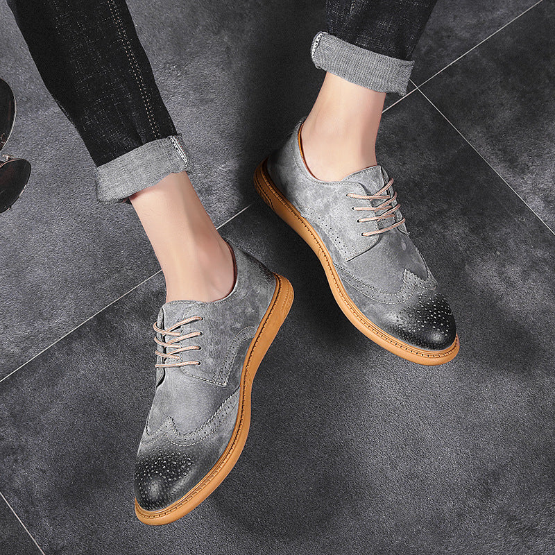 Business Formal Wear Genuine Leather Low Top Retro Lace Up Breathable Men's Shoes