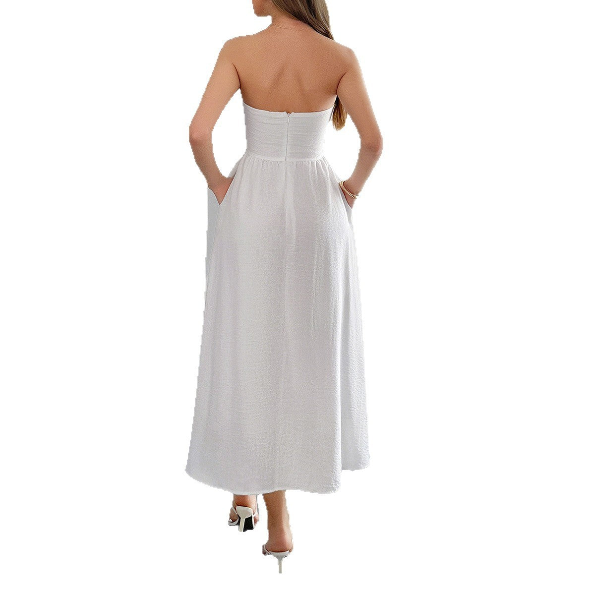 European And American Elegant Tube Top A- Line Dress Dress